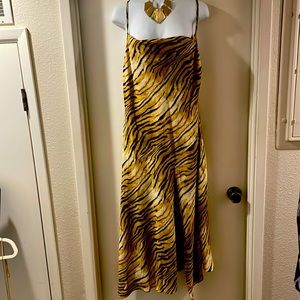 Spaghetti strap sexy tiger print maxi